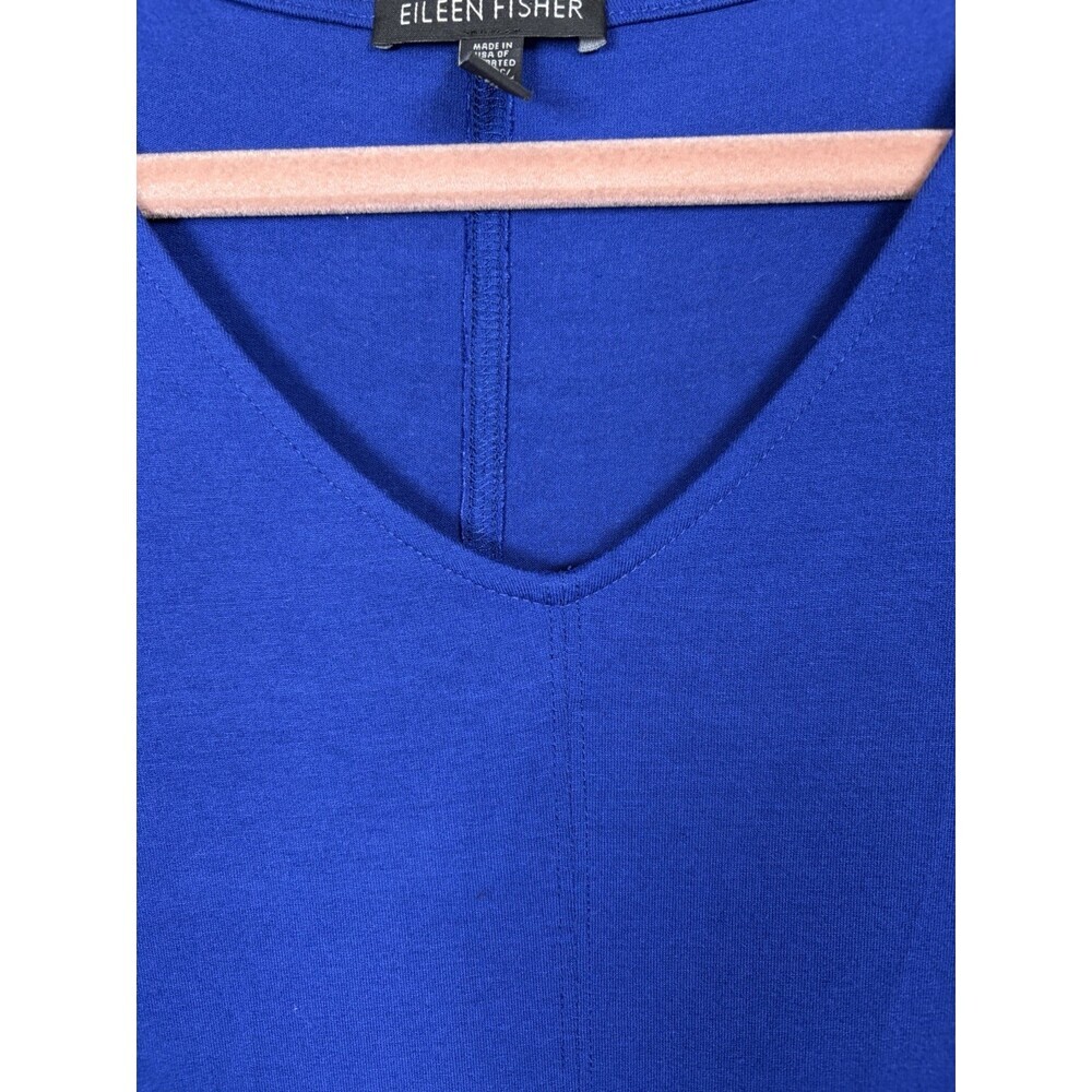 Eileen Fisher V-Neck Jersey Flare Dress Size XS Adriatic Blue Wrinkle Resistant - Picture 3 of 7